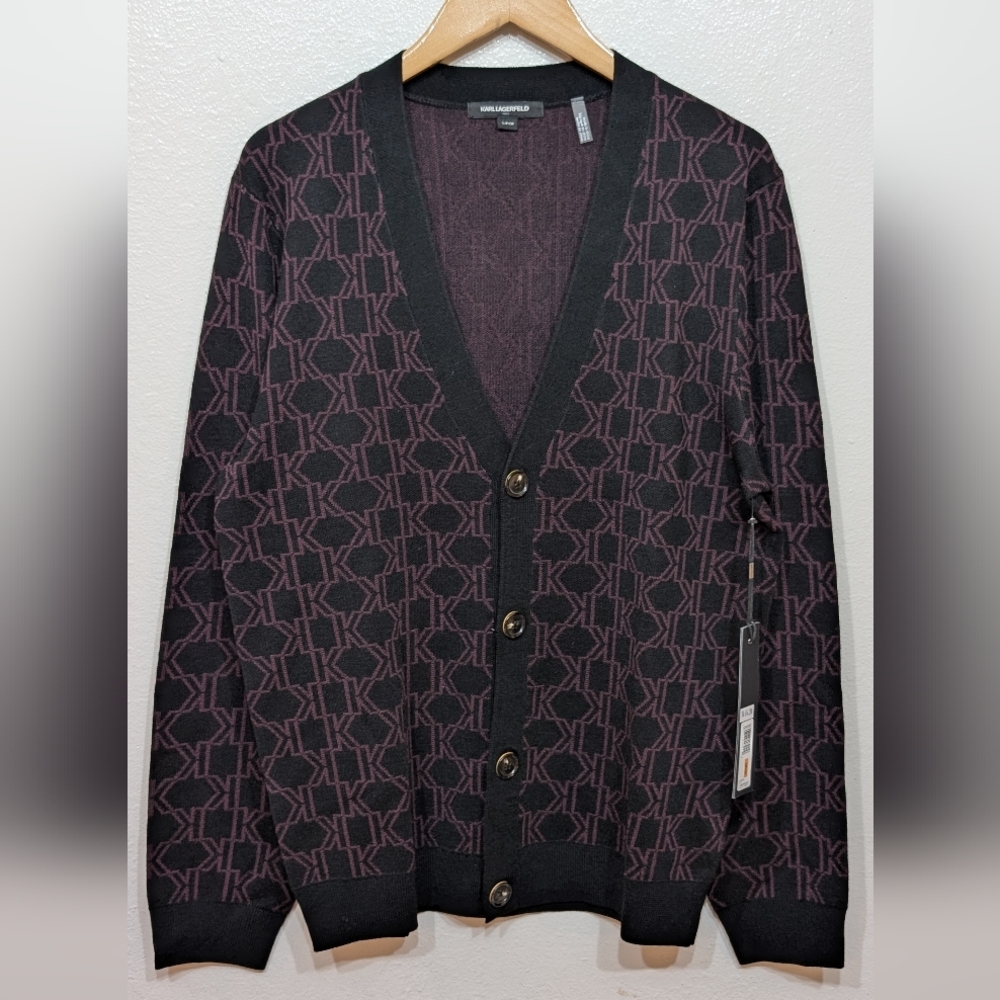 Karl Lagerfeld Black and Purple Logo Cardigan